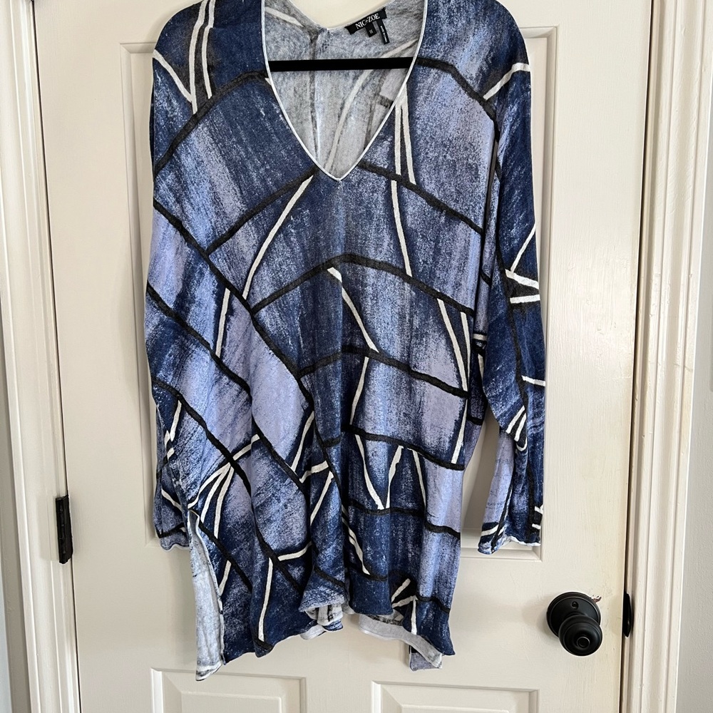 Nic & Zoe Stylish Blue and Black Women's Top size 1X